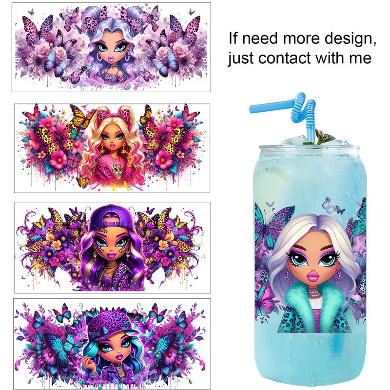 Popular American Cool leopard Girl UV Sticker Party DIY Decals 3D transfers uvdtf tumbler seal