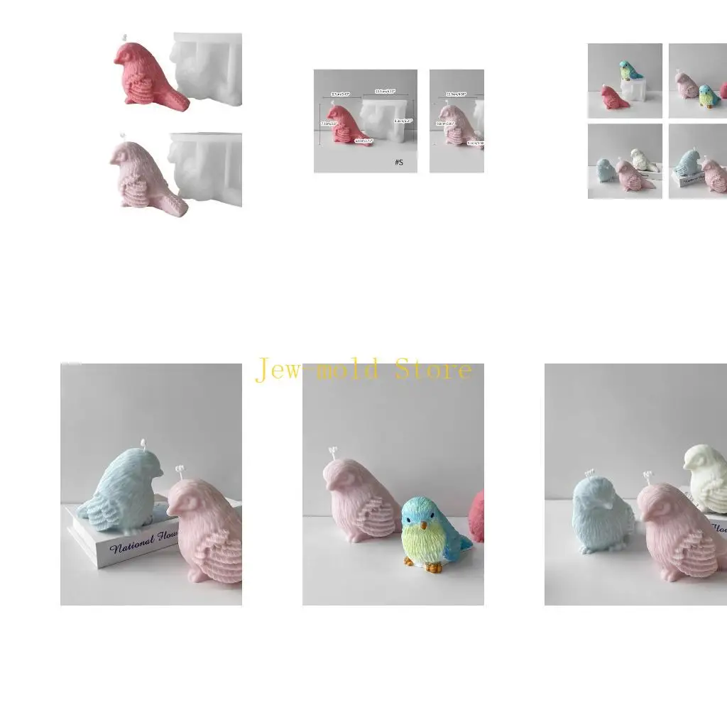 

C71B Christmas Bird Decoration Mould DIY Epoxy Mold Handmade Candles Aroma Wax Soap Molds for Decorations