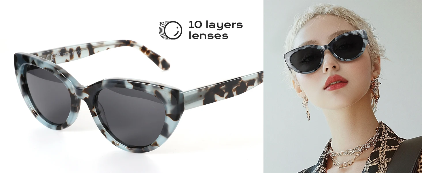 ZENOTTIC Retro Polarisierte Sonnenbrille Frauen Vintage Shades UV400 Schutz Mode Cat Eye Acetat Sonnenbrille Trendy – Detail 4
