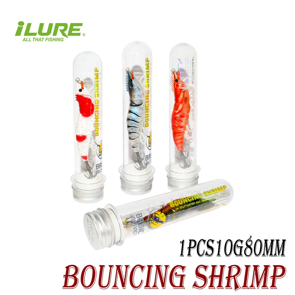 New 10g/80mm Fishing Wood Shrimp Squid Lure Artificial Jigging Lures Hard Bait Octopus Cuttlefish Squid Hook Luminous Egi Pease