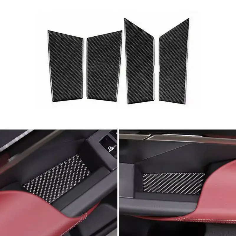 Accesorios interiores de coche de fibra de carbono suave, alfombrillas con ranura para almacenamiento de puerta, cubierta embellecedora para BMW serie 5 i5 G60 2024 2025, modelo de 4 puertas