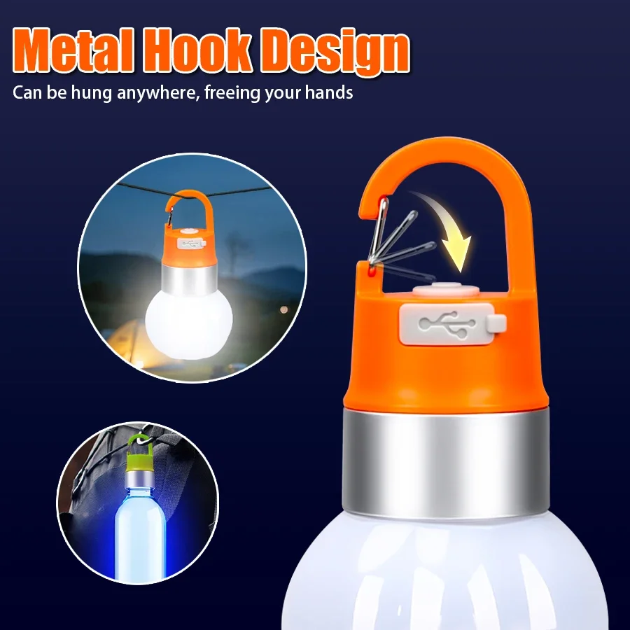 Portable LED Children's Lantern USB C Rechargeable Tent Lamp Outdoor Camping Waterproof Bulb Child Backpack Lighting Lamp