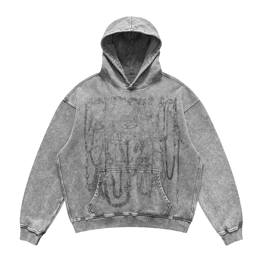 

American Hip-hop Style Washed Old Hoodie Vintage Trendy Brand Hooded Top for Men and Women