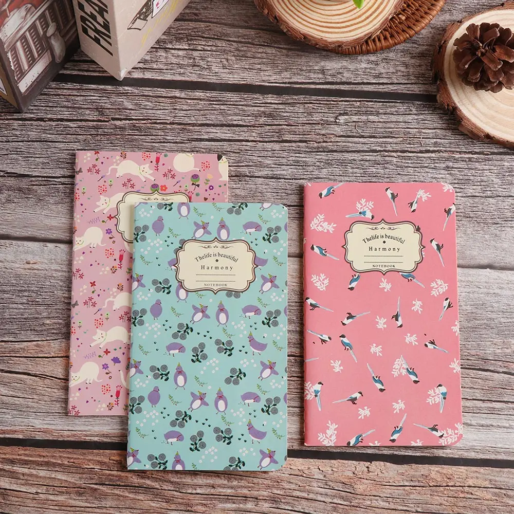 1Pc Retro Kraft Paper Notebook Portable 48K Workbooks Hand-painted Sketchbook Notebooks Notepad Student School Office Stationery