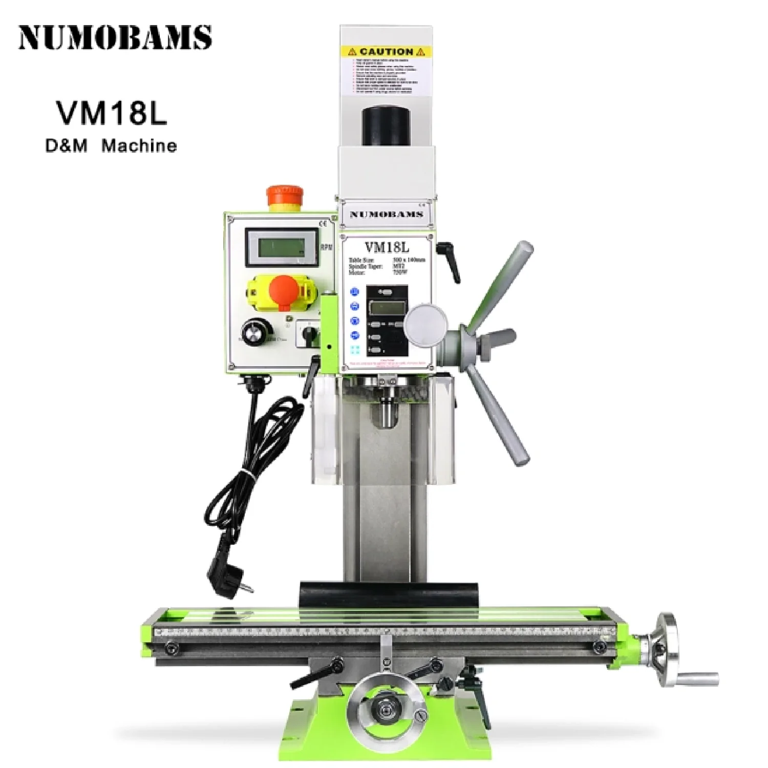 NUMOBAMS VM18L 750W Brushless Motor Universal Vertical Metal Drilling And Milling Machine