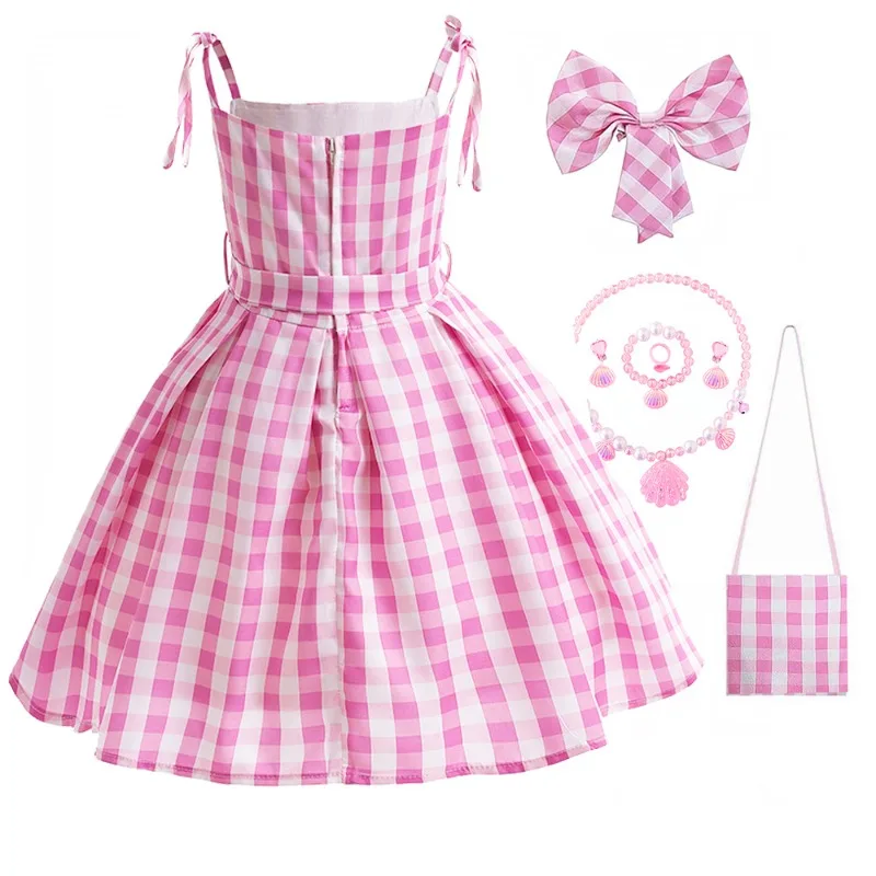 فستان الأميرة للفتيات، زي تنكري للفيلم، تنورة متقلب وردية مع إكسسوارات، مجموعة كاملة من ملابس العطلات، هدايا للأطفال