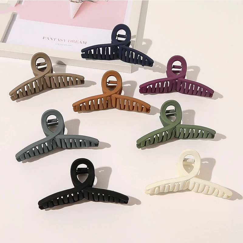 Black Navy Solid 11cm Matte Cross Shark Hair Clips Big Size Geometric Hair Claw Crab Hairpins Fashion Hair Styling Accessories