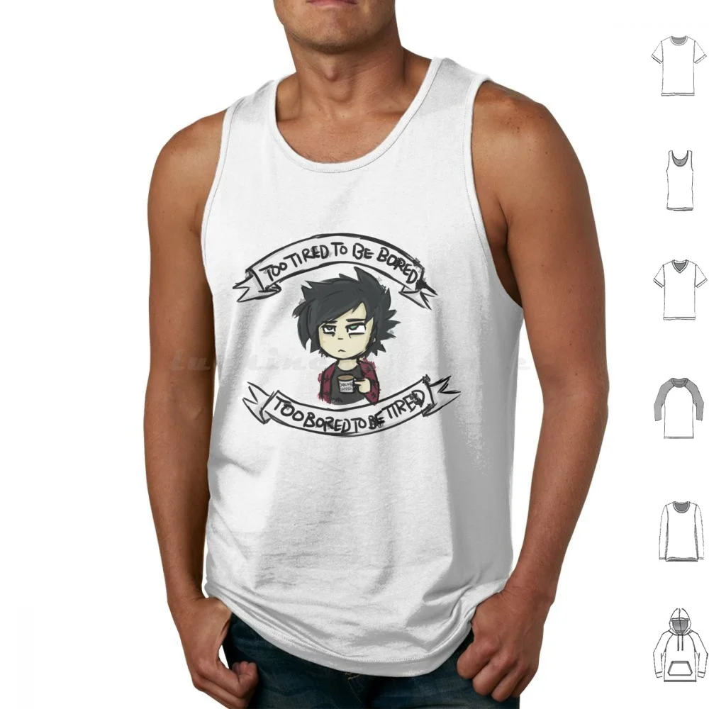 Lazy Bones Tank Tops Print Cotton Green Day Billie Joe Armstrong Coffee Oakland California Music Fan Art