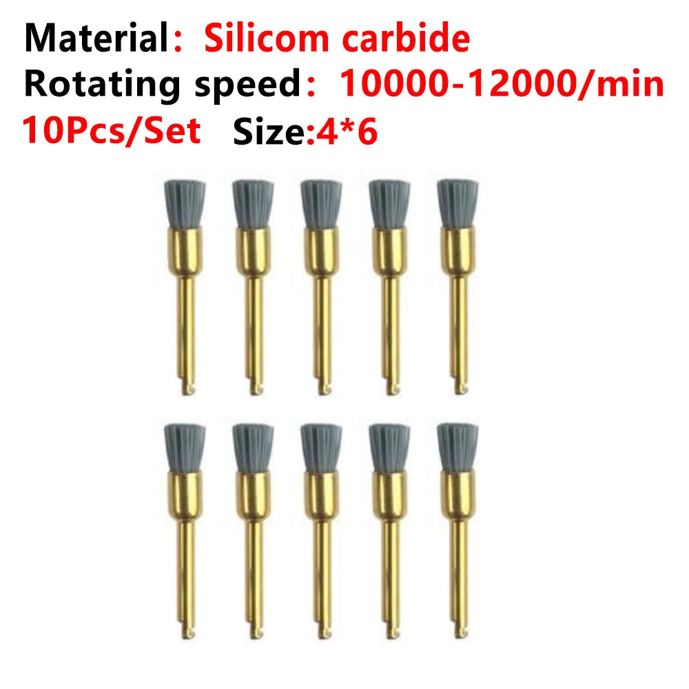 10pcs Aluminum oxide Silicon carbide Dental Silicone Grinding Heads Teeth Polisher Brushes for Low-speed Machine Dental Material