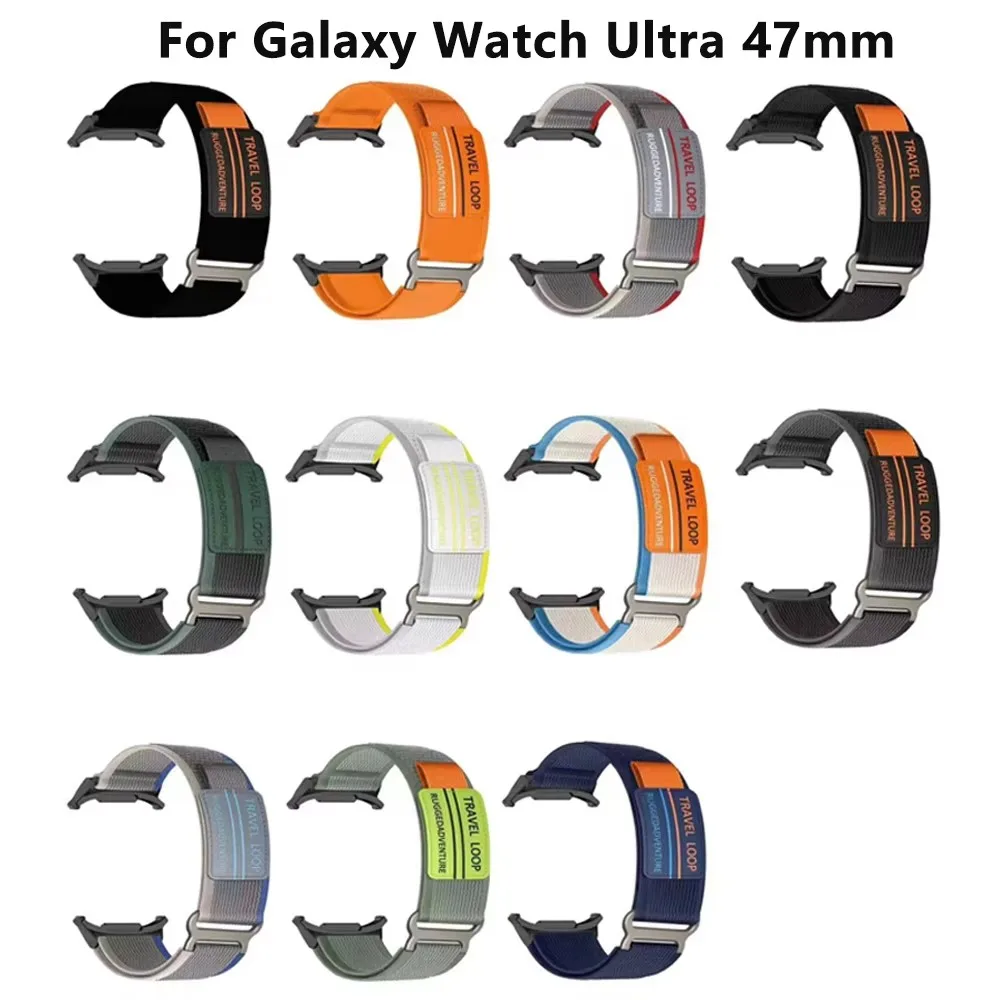 

For Galaxy Watch Ultra 47mm Curved End Bracelet NO Gaps Nylon Strap For Samsung Galaxy Watch 7 Ultra 47mm Travel Loop Sport Ba