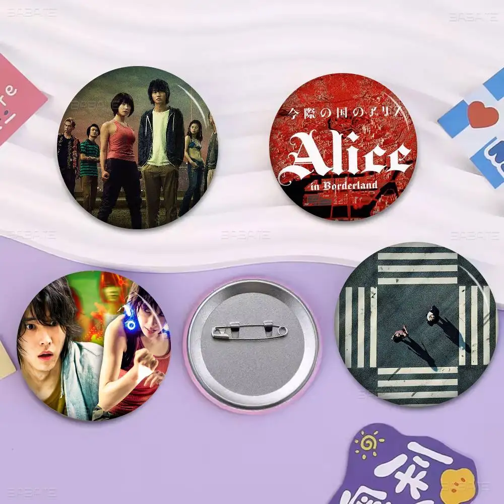 Hot TV AliceS In B-Borderland 58mm Handmade Brooch Cartoon Cosplay Badge on Backpack Jewelry Accessories Gifts