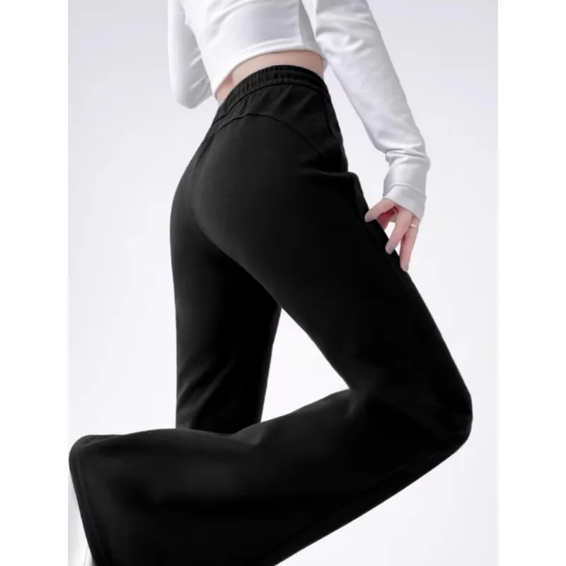 Flared Pants Women's Autumn and Winter Micro-pull  Sweatpants Winter Pink Pants 2025 New Sports Yoga Pants Fitness Wear