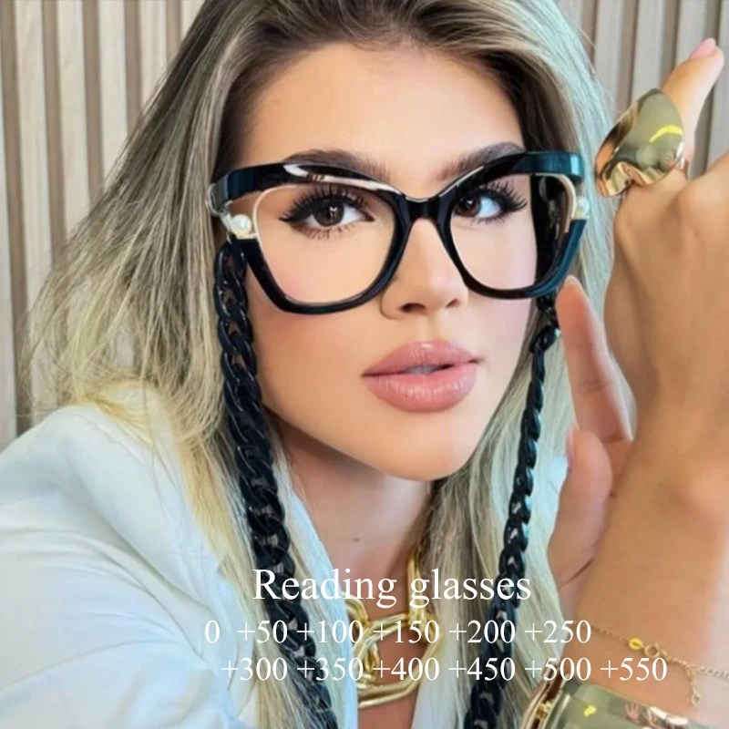 

Prescription Reading Glasses Frames For Women Fashion Square Anti Blue Light Oversized Half Frame Eyeglasses Female Eyewear