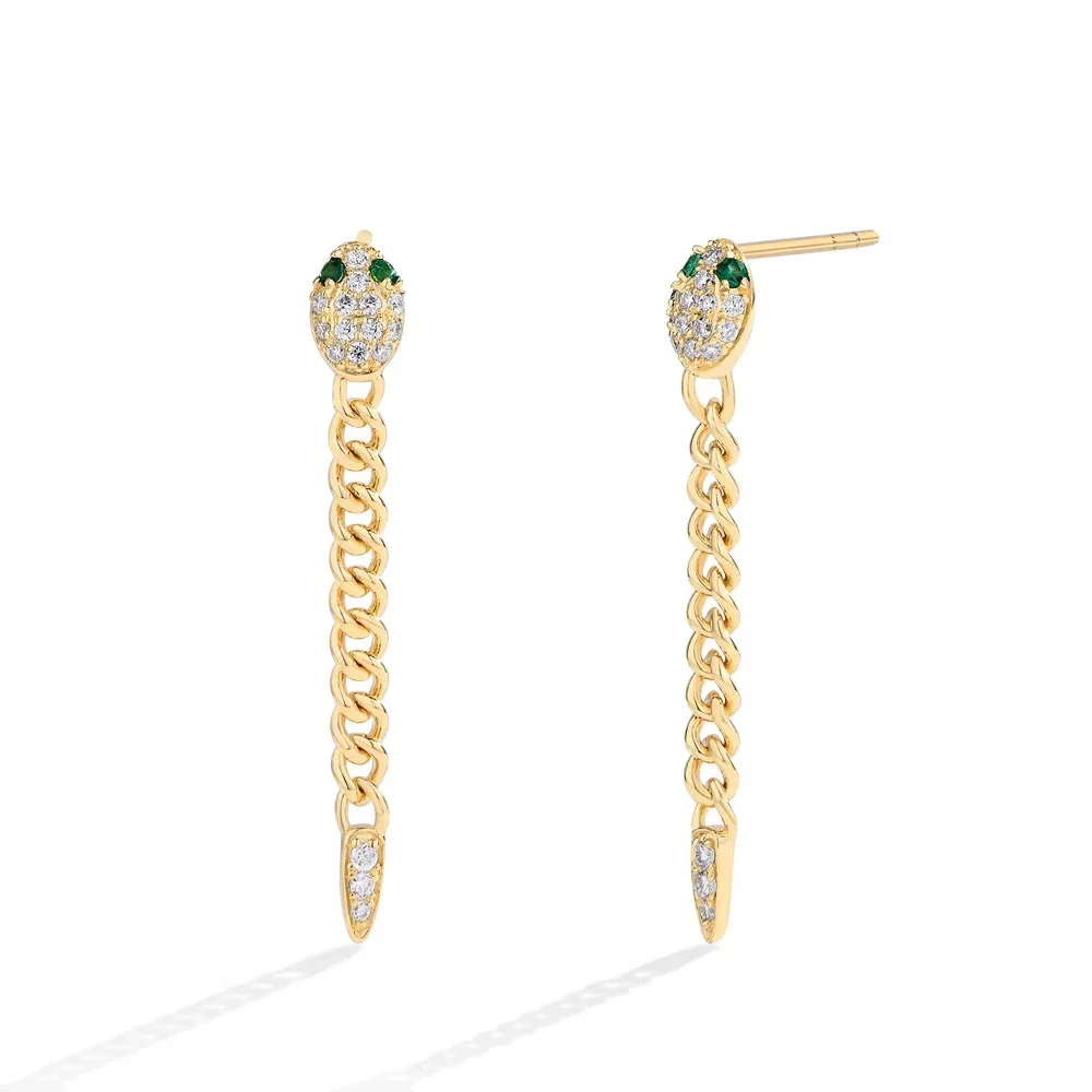 FCGJHW Green Eyes Snake Drop Earrings For Women Moissanite Diamond Earring S925 Sterling Silver Party Wedding Jewelry 2026