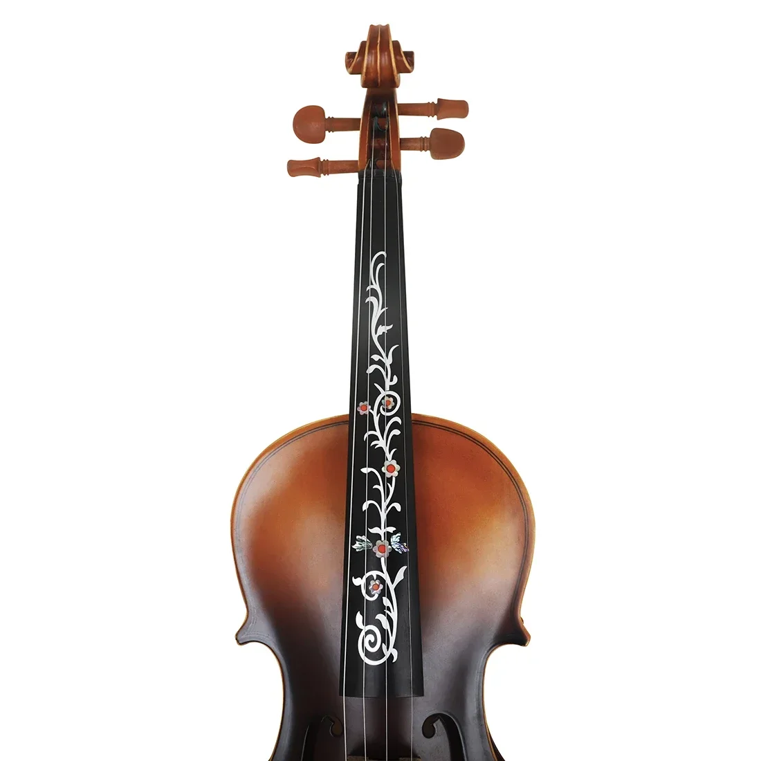 4/4 Violin Fingerboard Ebony Board Colourful Patterns 27cm Colourful Shells With Hand Inlaid Carvings Violin Pluck Accessories