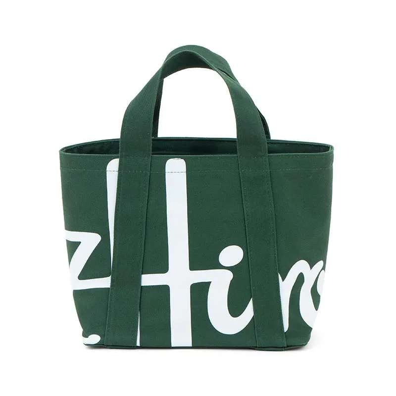 حقيبة يد نسائية عصرية جديدة بشعار قطني صغير قابلة لإعادة الاستخدام حقيبة تسوق بقالة متينة صغيرة من القماش للسيدات والفتيات