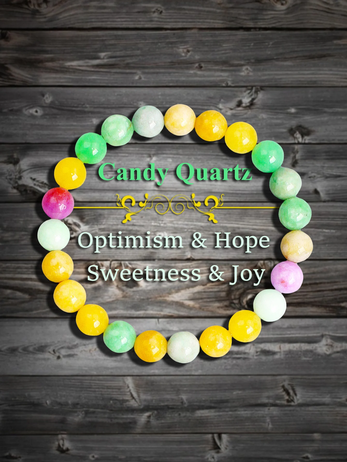 

Candy Quartz Healing Crystal Natural Stone Bracelet Positive Energy Emotional Clarity Harmony Protection & Daily Wear Jewelry