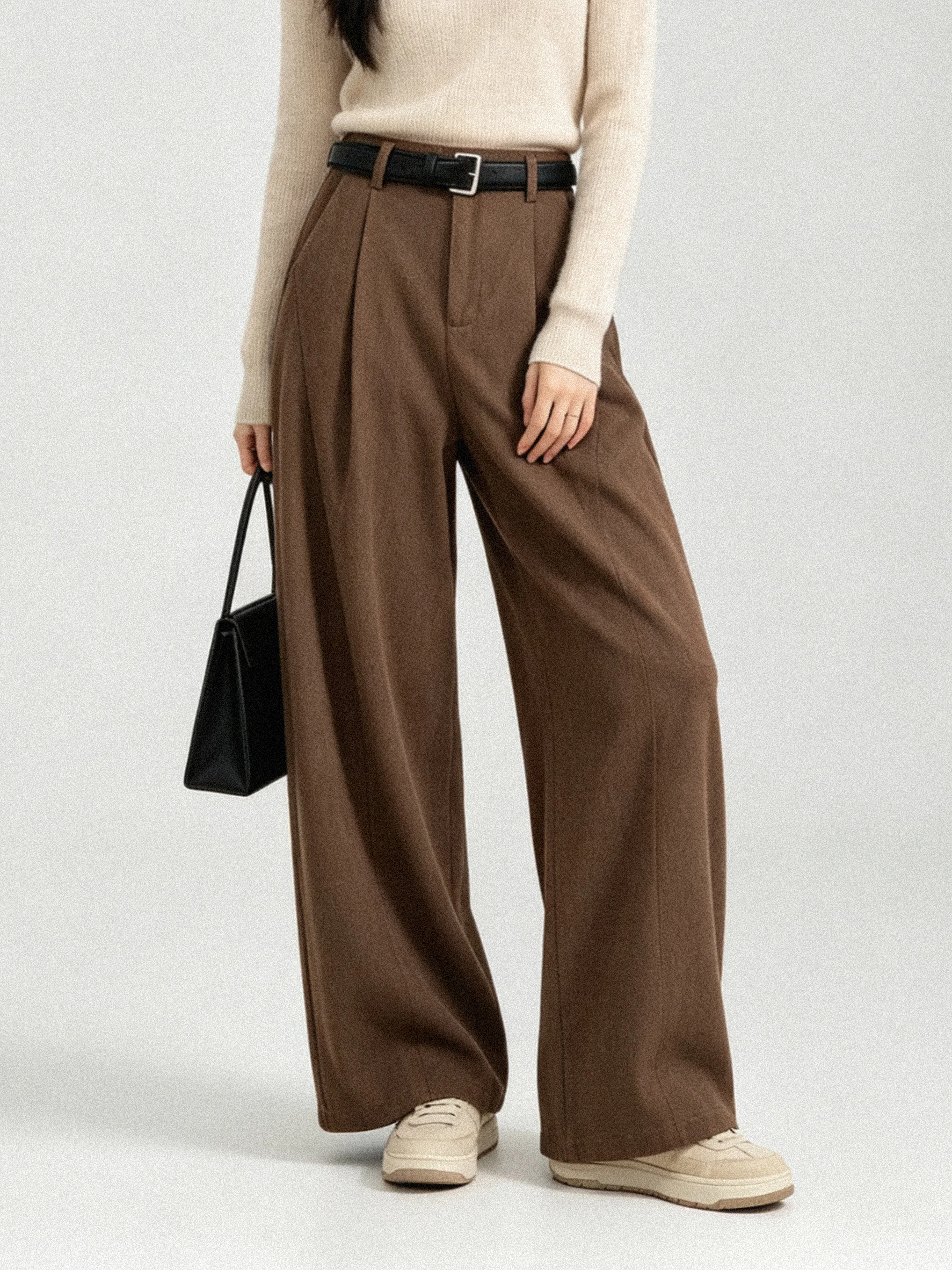 Retro Pleated High Waist Wide Leg Pants Casual Loose Fit Quality Texture Versatile Autumn 2026 Women's Casual Trousers