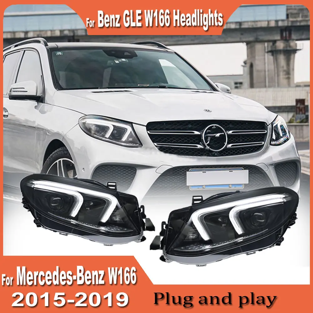 Car Headlights for Benz GLE W166 Class  2015-2019 LED Headlight Dynamic Signal Animation DRL matrix Auto Accessories