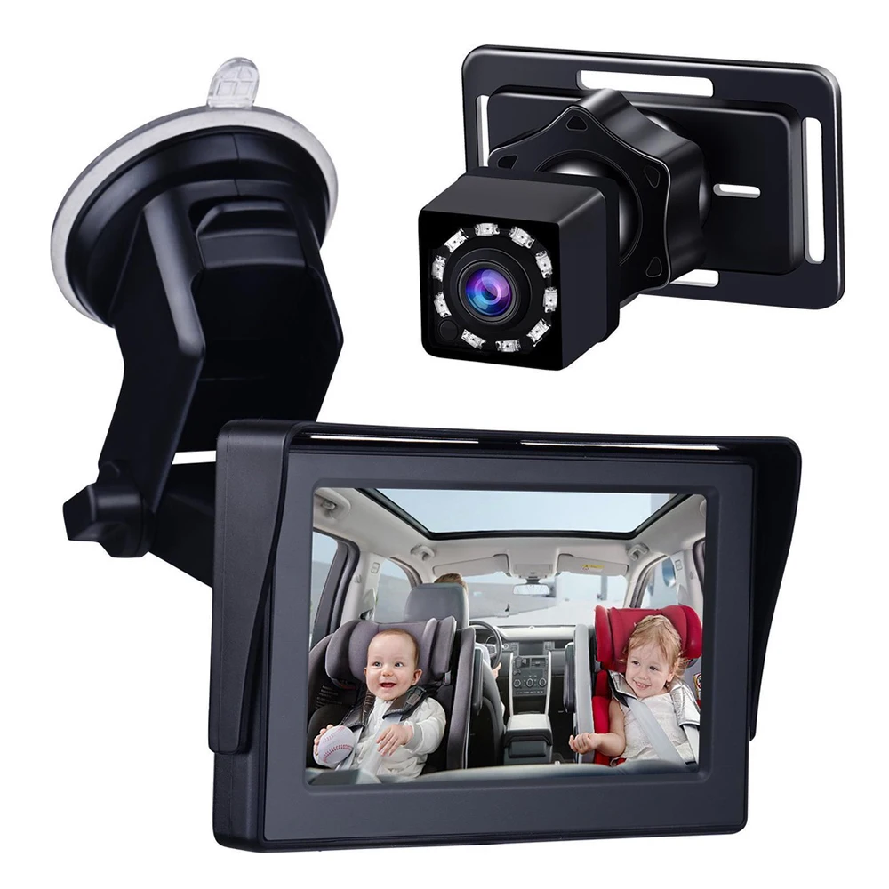 Cámara de visión trasera para bebé, espejo de coche ajustable 360 voltado para bebé, Monitor de visión nocturna infrarroja, regalo de exhibición, novedad