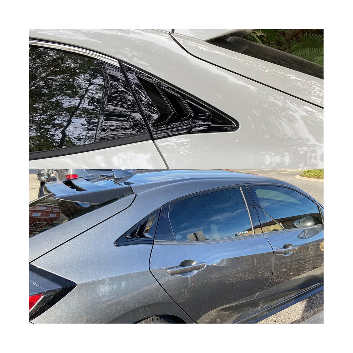 

For Honda Civic Type R Hatchback 2017-2020 Rear Side Vent Window Louver Cover Triangular Window Trim Accessories