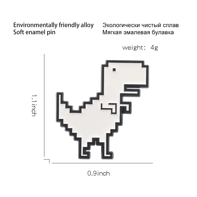 Interesting Abstract White Dinosaur Enamel Pins Dinosaur Kingdom Animal Metal Brooches Clothes Lapel Badge Funny Jewelry Gifts