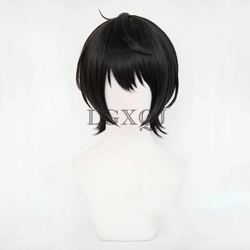 In Stock Game Ensemble Stars Knights Sakuma Ritsu Cosplay Wig Short Black Hair Heat Resistant Sakuma Rei ES Wigs + Free Wig Cap