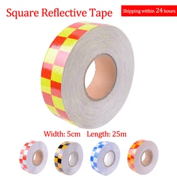 5cmx25m/Roll Self-Adhesive Square Waterproof High-Strength Motorcycle Reflective Tapes For Trailers Car