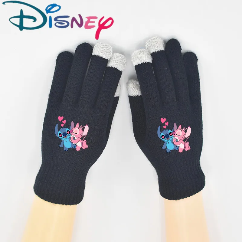 New Disney Stitch Woman's Gloves Winter Warm Cartoon Stretch Knit Mittens Touch Screen Girl Boy Mens Glove kids Birthday Gifts