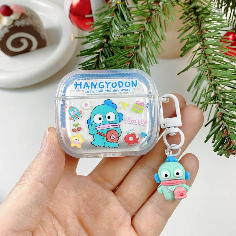 Cute Cartoon Sanrio Hangyodon Earphone Case For Airpods 1 2 3 4 Pro 2 Wireless Bluetooth Headset Protective Transparent Cover