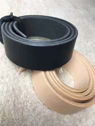 Black Primary Color Belt, Vegetable Tanning Leather Manual Belt, Real Leather Man's Buttonless and Headless Belt, 4.0-4.5mm