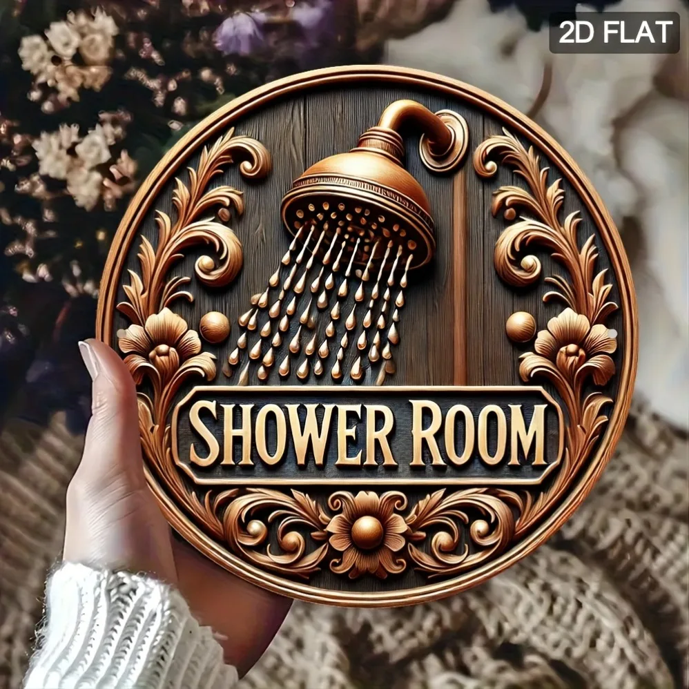 ديكور معدني بطابع "لافتة غرفة الاستحمام" - لهجة جدارية متعددة الاستخدامات للغرف والمطاعم والحانات والمقاهي والكراجات #4