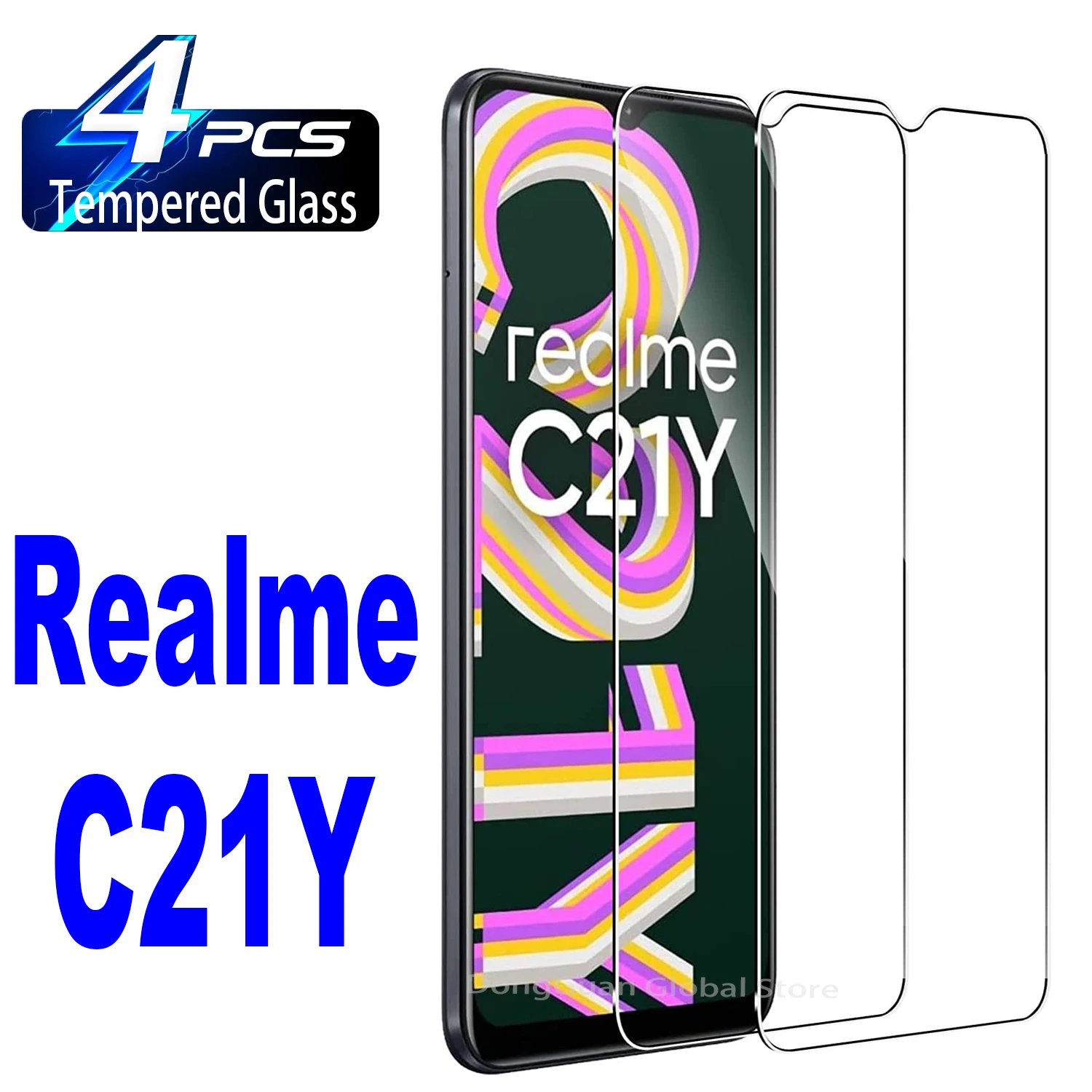 

9H Tempered Glass For Realme C21Y 2/4Pcs HD Screen Protector