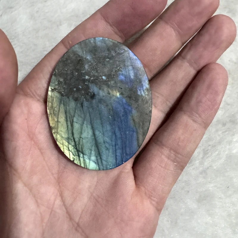 Wholesale 1pcs Natural Strong Flash Fire Labradorite Bead Pendant Cabochon 40x50mm Oval Gemstone Loose For Jewelry