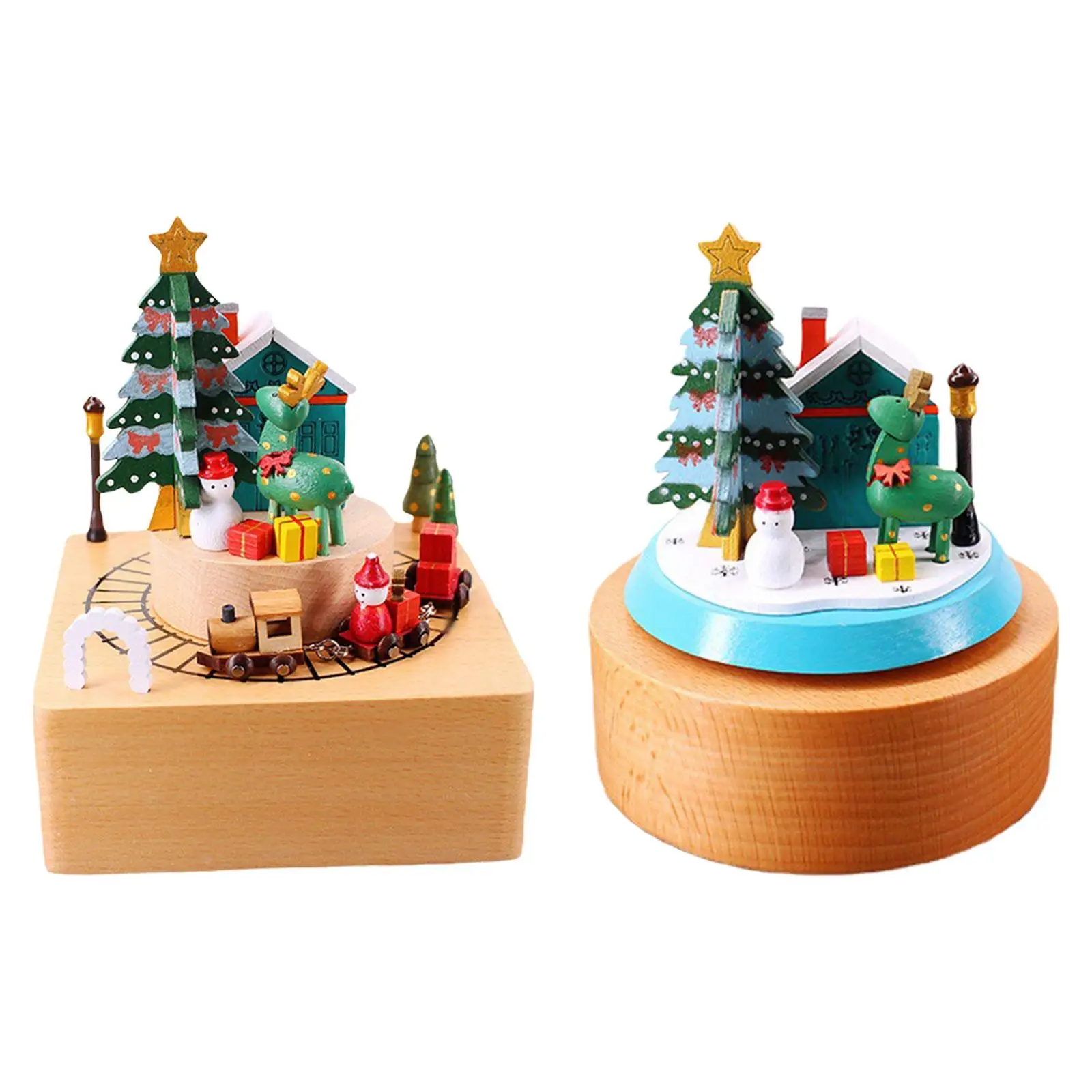 Wooden Music Box for Christmas with Merry Christmas Tune - Ideal Gift for Granddaughters And Kids