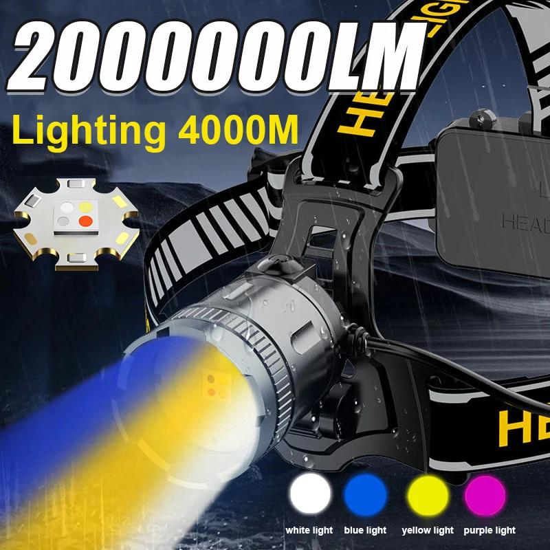 

Сенсорный налобный фонарь, светодиодный налобный фонарик, перезаряжаемая фара 18650, 4 режима, мощный налобный фонарь дальнего действия, уличная рыбалка, кемпинг