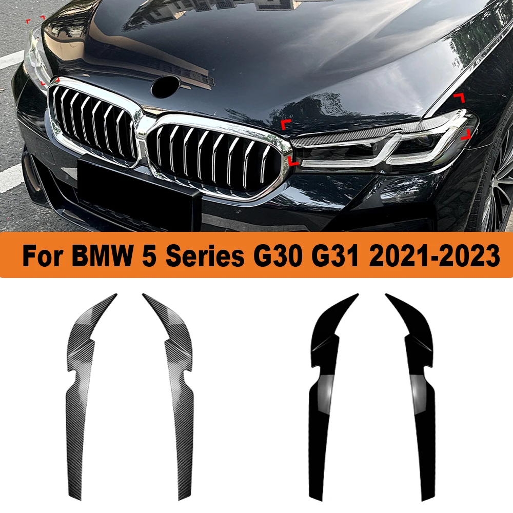 

2pcs Headlight Eyebrows Eyelid For BMW 5 Series G30 G31 2021-2023 Headlamp Eyelid Auto Car Accessories