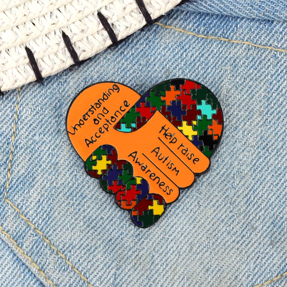 Help Raise Autism Awareness Brooch Jewelry Understanding&Acceptance Autistic Patient Enamel Pin Badge for Caring Children Health