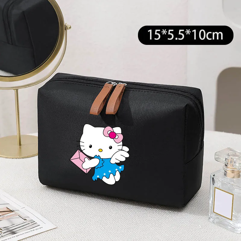 Bolsa de cosméticos de viaje de Hello Kitty para mujer, almacenamiento de moda de gran capacidad, bolsas de cosméticos de lavado convenientes para