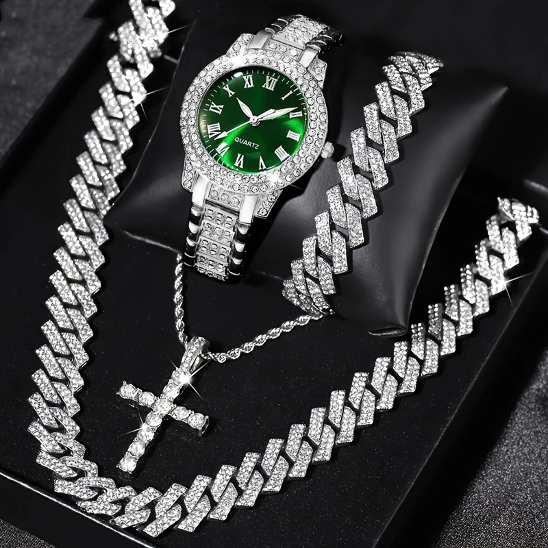 4Pcs Men's Watch Set, Decent For Gifting, Gift For Ramadan, New Year's Day, Halloween, Family Gatherings