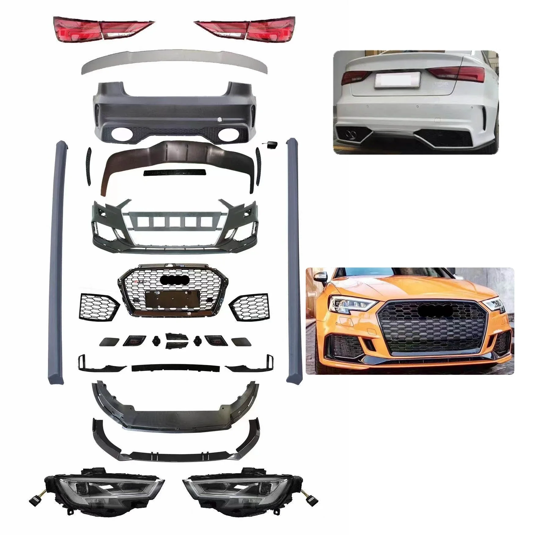 

Car Conversion upgraded facelift bumper bodykit For Audi A3 8V 13-16 old change to new 17-19 RS3 Body Kits