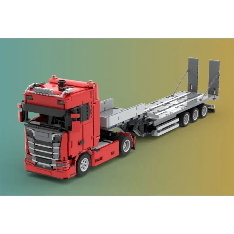 Building Block Model MOC-161416 City 1:21 Freight Transport Flatbed Low Loader Truck 2239Parts Custom Birthday New Year Toy Gift