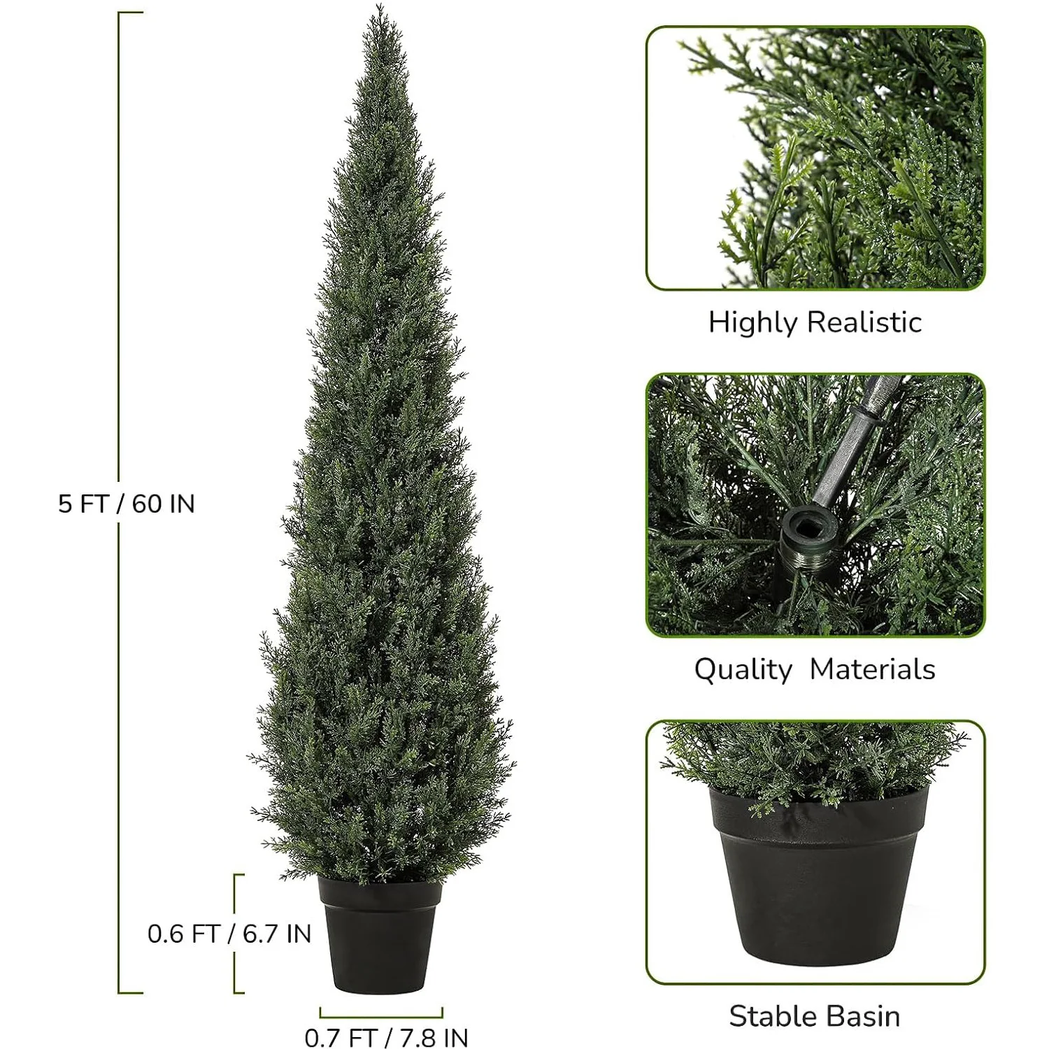 2-pack kunstmatige cederboom 95/125/150cm, UV-bestendige kunstplanten in potten, buiten- en binnenplanten voor thuis, patio, veranda decoratie