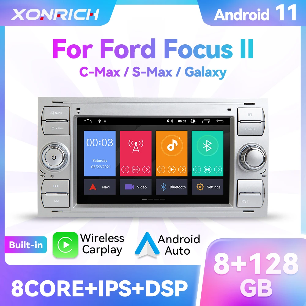 Wireless Carplay Android 11 Car Multimedia Player For Ford Focus 2 Ford Fiesta Mondeo 4 C-max S-Max Fusion Transit Kuga IPS DSP