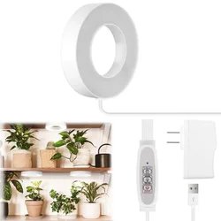 Full Spectrum Ceiling Grow Light 3/9/12H Timer LED Halo Plant Lamp Height Adjustable Under Cabinet Plant Lamp for Small Plants