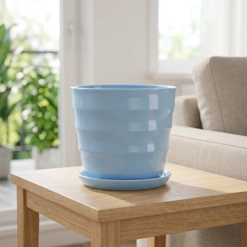 Balcony Plants 13.5*12.6cm Drainage Flowerpot Decorative Planters Classic Solid Colors Effective Drainage System