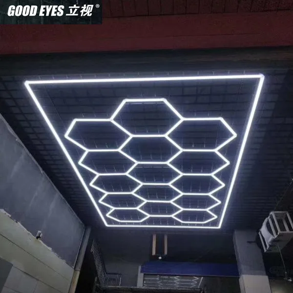 Garage Light Hexagon LED Tube Honeycomb Barber Shop Ceiling Light Workshop 4S Car Showroom Body Repair Gym Use