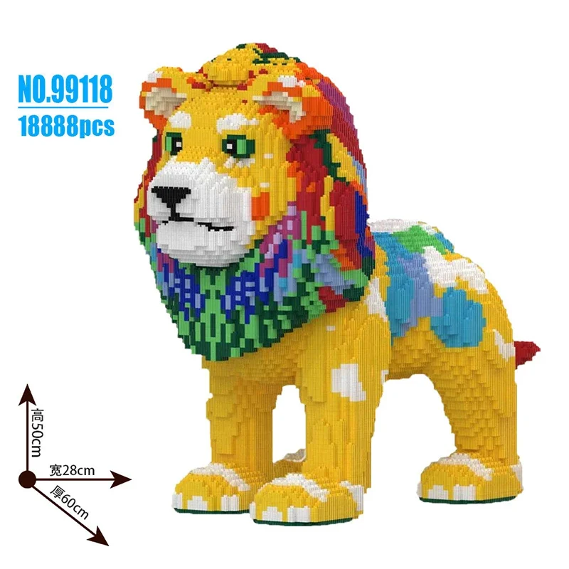 Building Block 2024 New Animal Series Colorful Lion Small Particle DIY Assembly Puzzle Adult Toy Decoration Christmas Gift