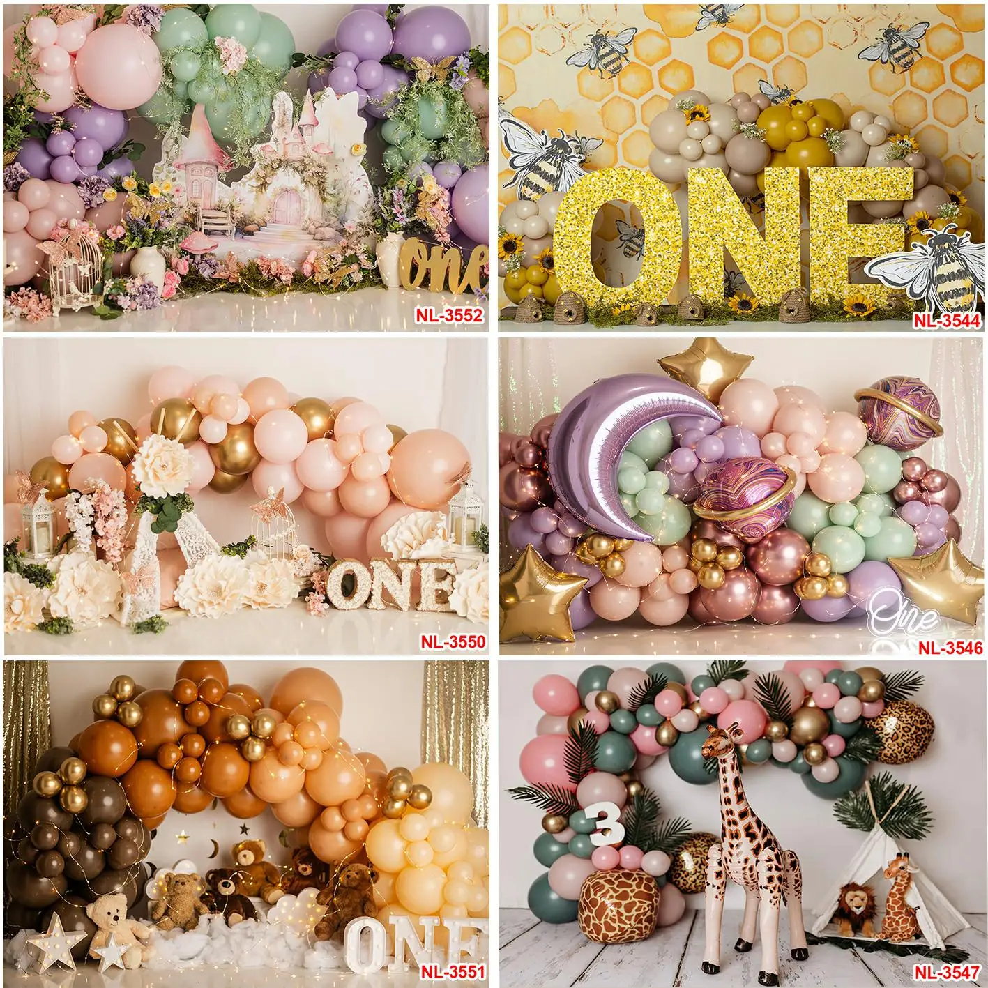 1st Birthday Party Glitter One Backdrops Balloons Floral Butterflies Photographic Newborn Baby Shower Decor Backgrounds Banner