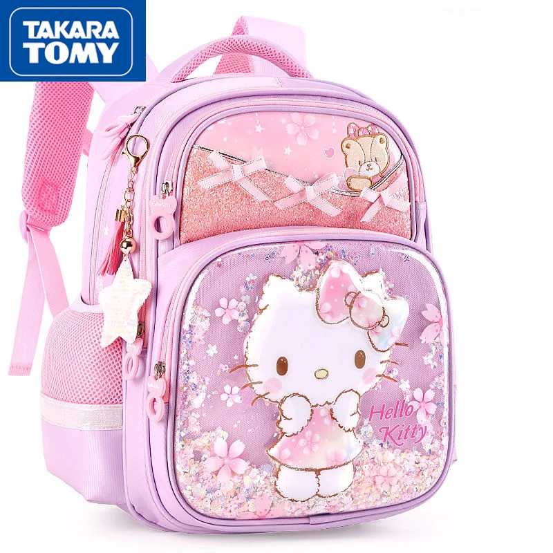 

TAKARA TOMY fashion cartoon Hello Kitty ridge relief shoulder bag simple and comfortable waterproof children's school bag